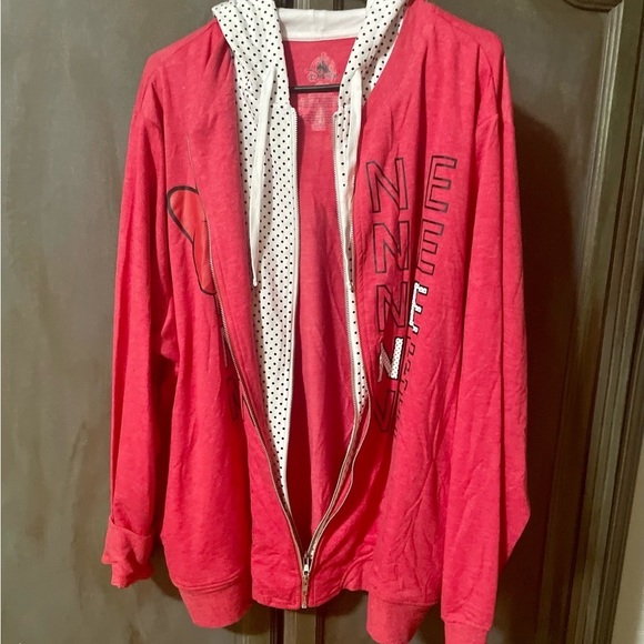 𝅺DISNEY SOLD Authentic Minnie Mouse red bow double zip polka dot Hoodie NWT - Picture 3 of 8